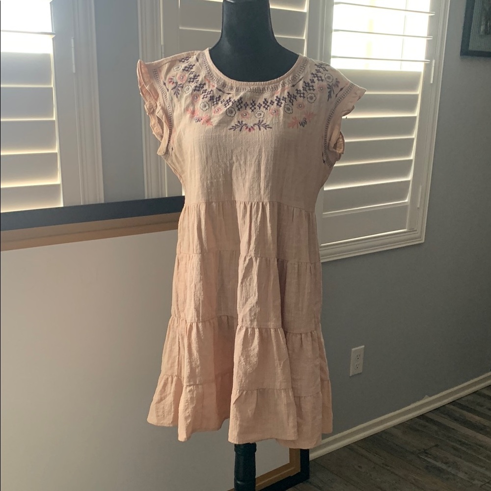 Pink Ruffle Sleeve Dress